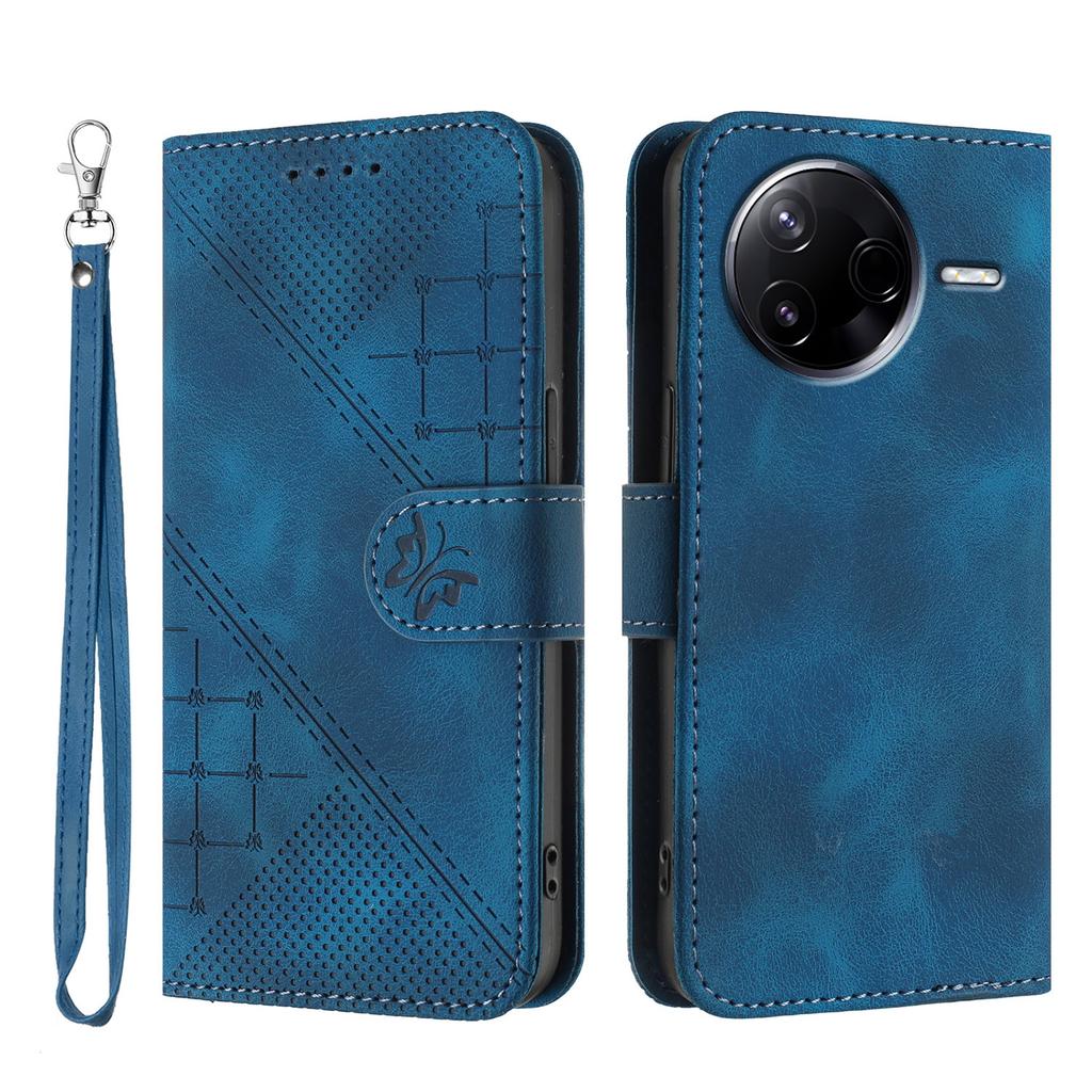 For Xiaomi Redmi K80 5G/Xiaomi Poco F7 Pro 5G Leather Wallet Case Butterfly Flower Imprinted Phone Cover with Strap