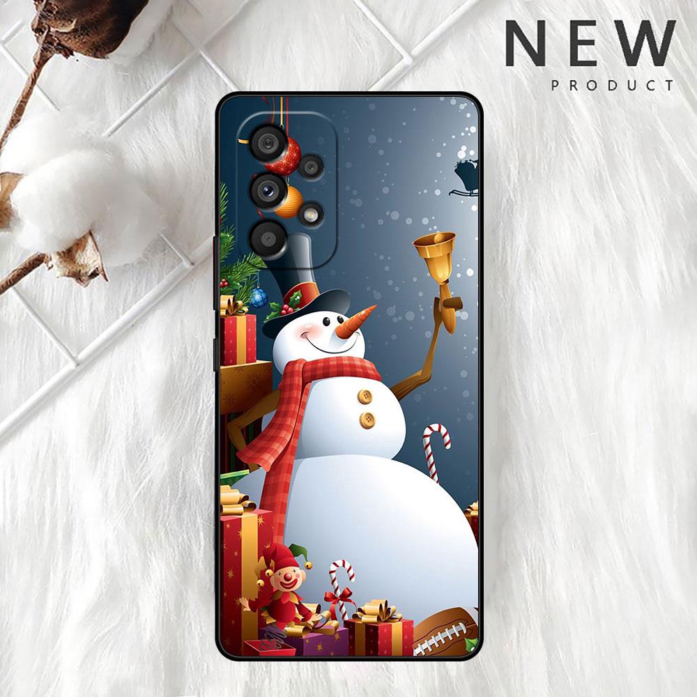 Рождественский чехол со снеговиком из мультфильма для Samsung Galaxy A52 A12 A51 A53 A33 A71 A32 A31 A21 A01 A11 A22, черный чехол из ТПУ для телефона