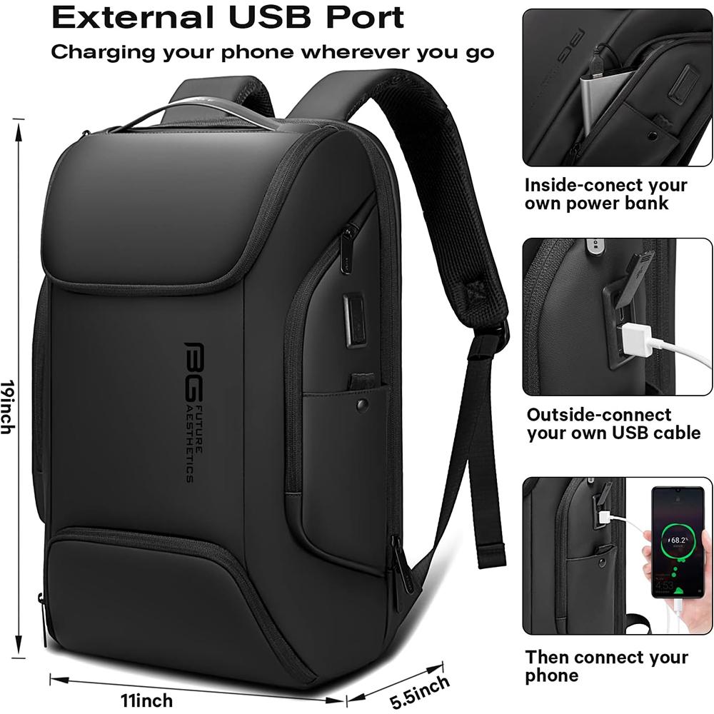Деловые умные рюкзаки BANGE с USB-зарядкой, подходят для ноутбука 15,6 дюймов, рюкзак для поездок на работу, водонепроницаемая ручная кладь для мужчин, дорожные сумки