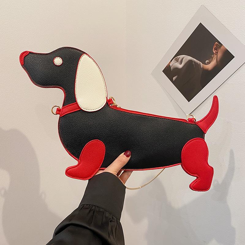 Мультяшная сумка через плечо с дизайном собаки для женщин, из искусственной кожи, сумки кроссбоди с цепочкой, персонализированная сумка на молнии для вечеринок, сумка-саквояж CLE