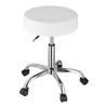 Round Rolling Stool Swivel Work Stool with Wheels Height Adjustable White