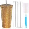 Double Layer Rhinestone Thermos Bottles 500ml/750ml Vacuum Flasks Glitter Coffee Cup  Office