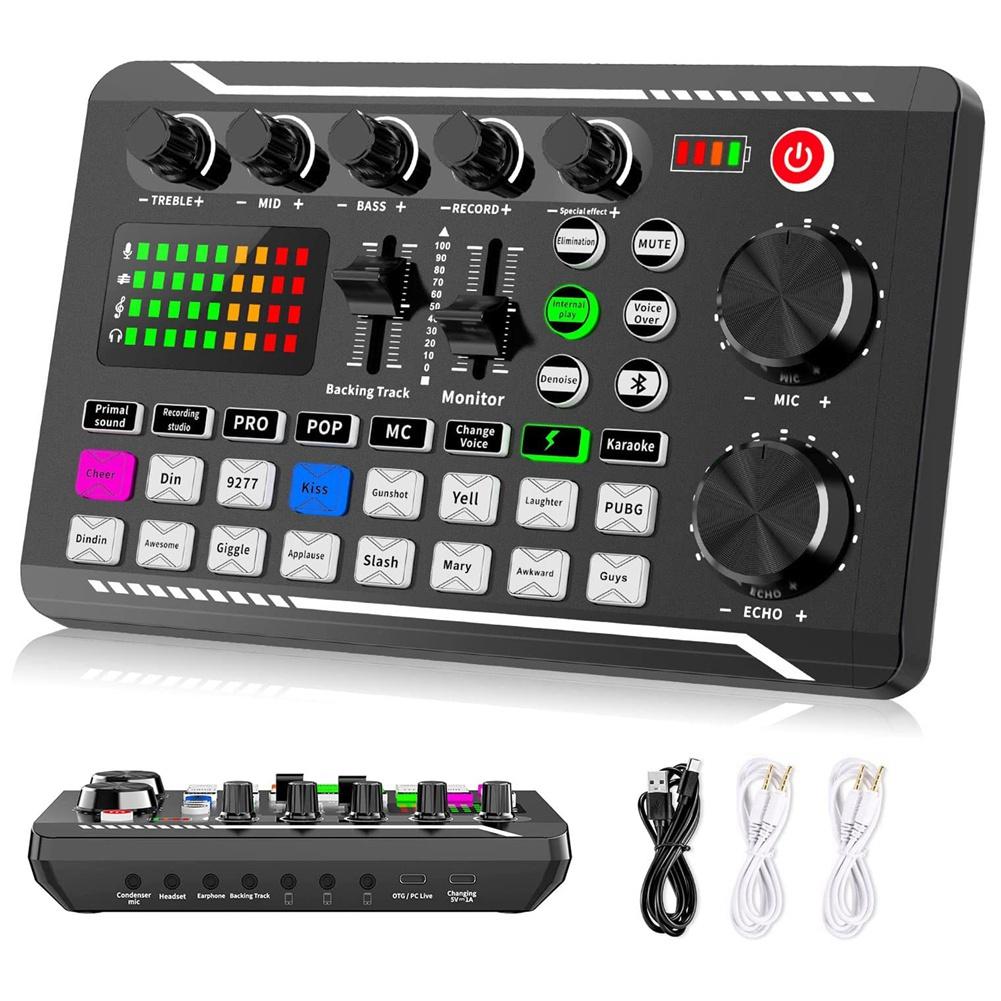 F998 Live Sound Card Audio Mixer Podcast, преобразователь голоса для платы звуковых эффектов для микрофона
