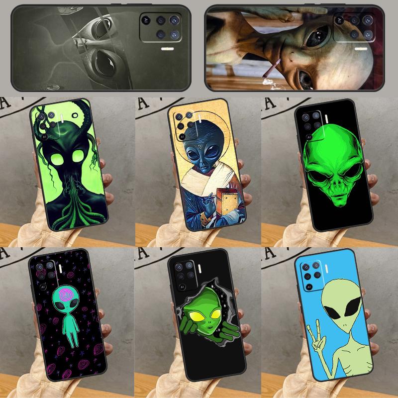 Alien Kawaii Art Phone Case For Oppo A96 A16 A76 A78 A58 A18 A38 A98 A17 A77 A80 A40 A60 A74 A94 A54 A15 A57S