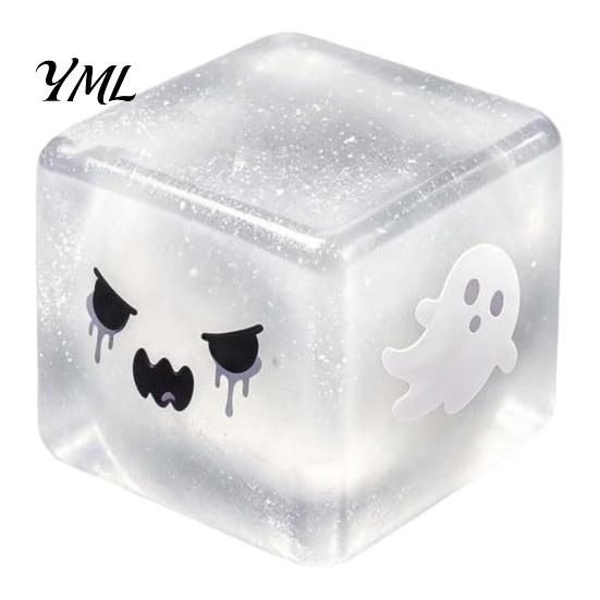 Handmade Diy Craft Accessories Halloween Ghost Squeeze Cube, Glitter Slow Rising Fidget Toy, Unique Board Game Dice Soft Decompression Sensory Toy for