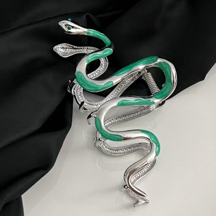 Зажим для волос Wind Bending Green Snake Grab Clip Female Premium Sense Extra Large Hair Volume Spinner Back Head Disc Hair Clip Shark