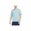 Printed Logo Striped Crew Neck Straight Cut Quick-Dry Short Sleeve T-Shirt Men Tops Blue AJ7566-494