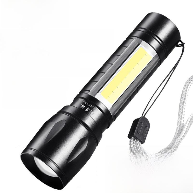 511 Mini USB Rechargeable LED Flashlight with COB Telescopic Zoom and Logo Printing