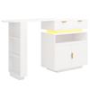 Extendable Bar Table (115-183 × 40 × 99 cm), with Storage, LED Lighting, 360 degrees Rotation Function, Mobile Coffee Bar