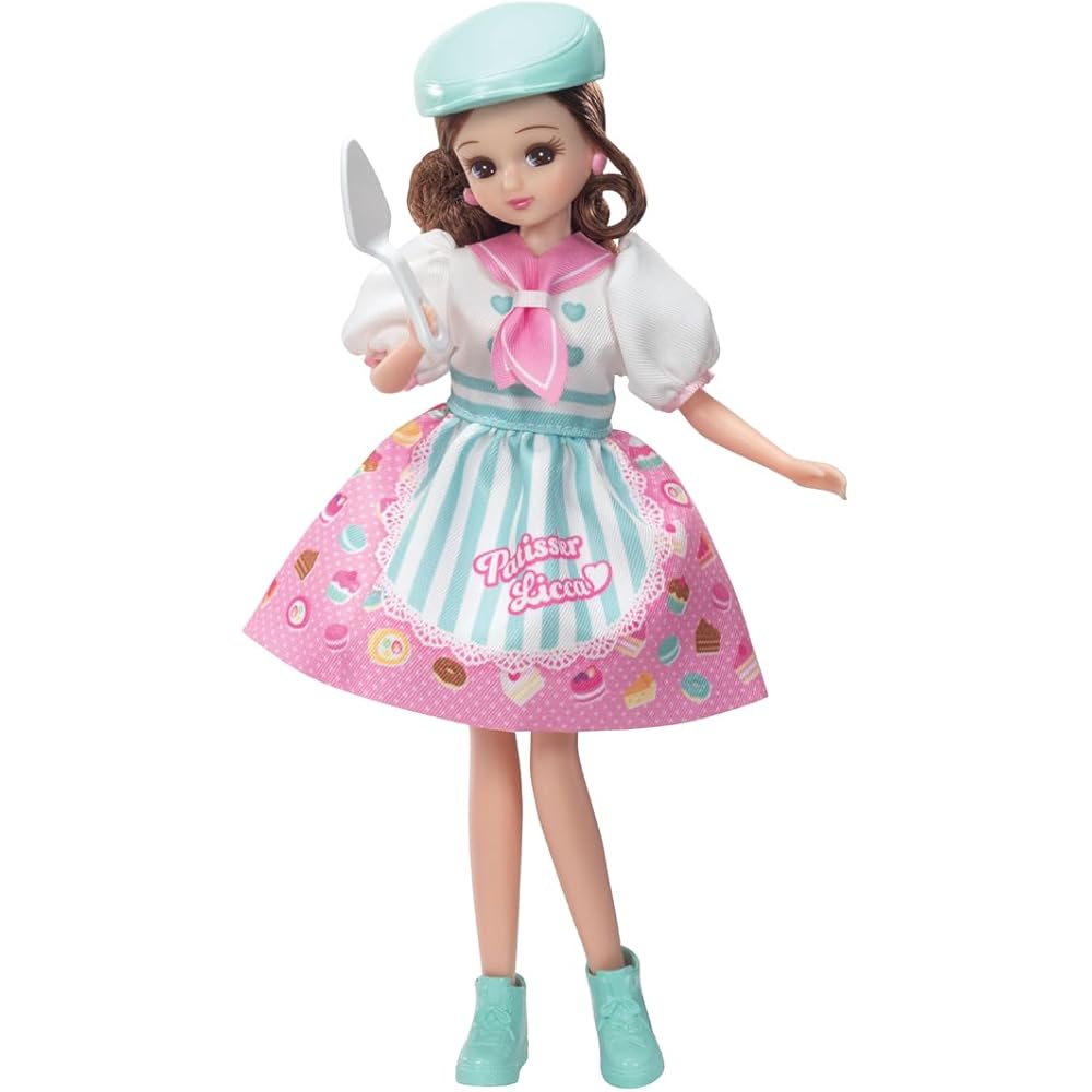 Takara Tomy Licca-chan Doll Pastry Chef Outfit Playset Toy for Ages 3 and Up
