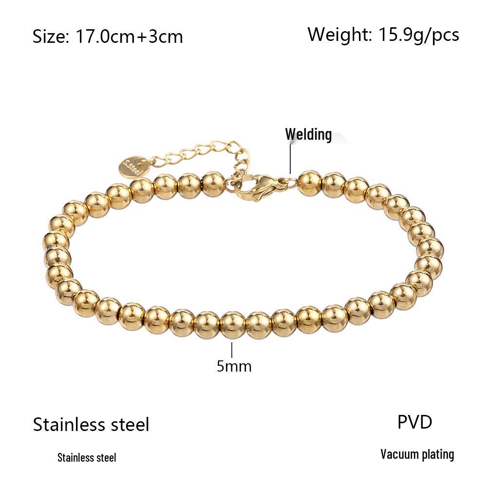 Европейский и американский минималистичный золотой браслет из нержавеющей стали с бусинами, эластичный для женщин