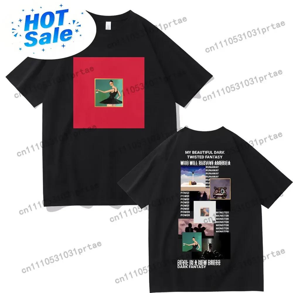 Футболка с обложкой альбома рэпера Канье Уэста My Beautiful Dark Twisted Fantasy, футболки Donda, The College Dropout, унисекс, хип-хоп, винтажная футболка