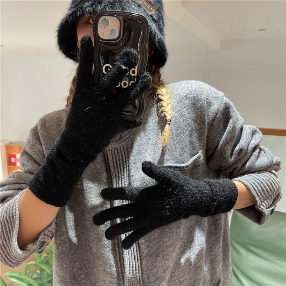 Full Fingers Long Wrist Gloves Rabbit Wool Winter Mittens Fashion Woolen Gloves Autumn Winter