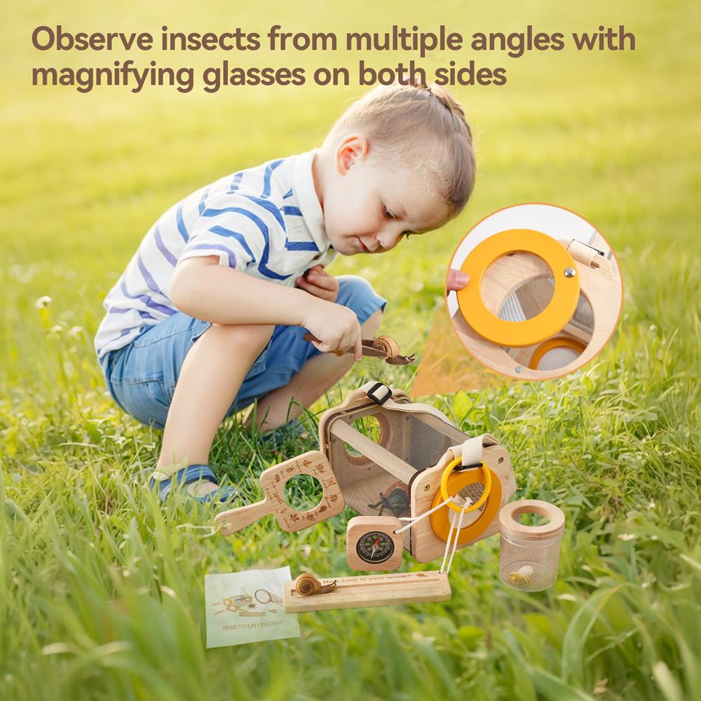 Детский набор для юного исследователя для улицы, Детские развивающие игрушки Монтессори, Коробка для наблюдения за насекомыми и растениями, Вьювер, Сачок для ловли, Подарочный набор