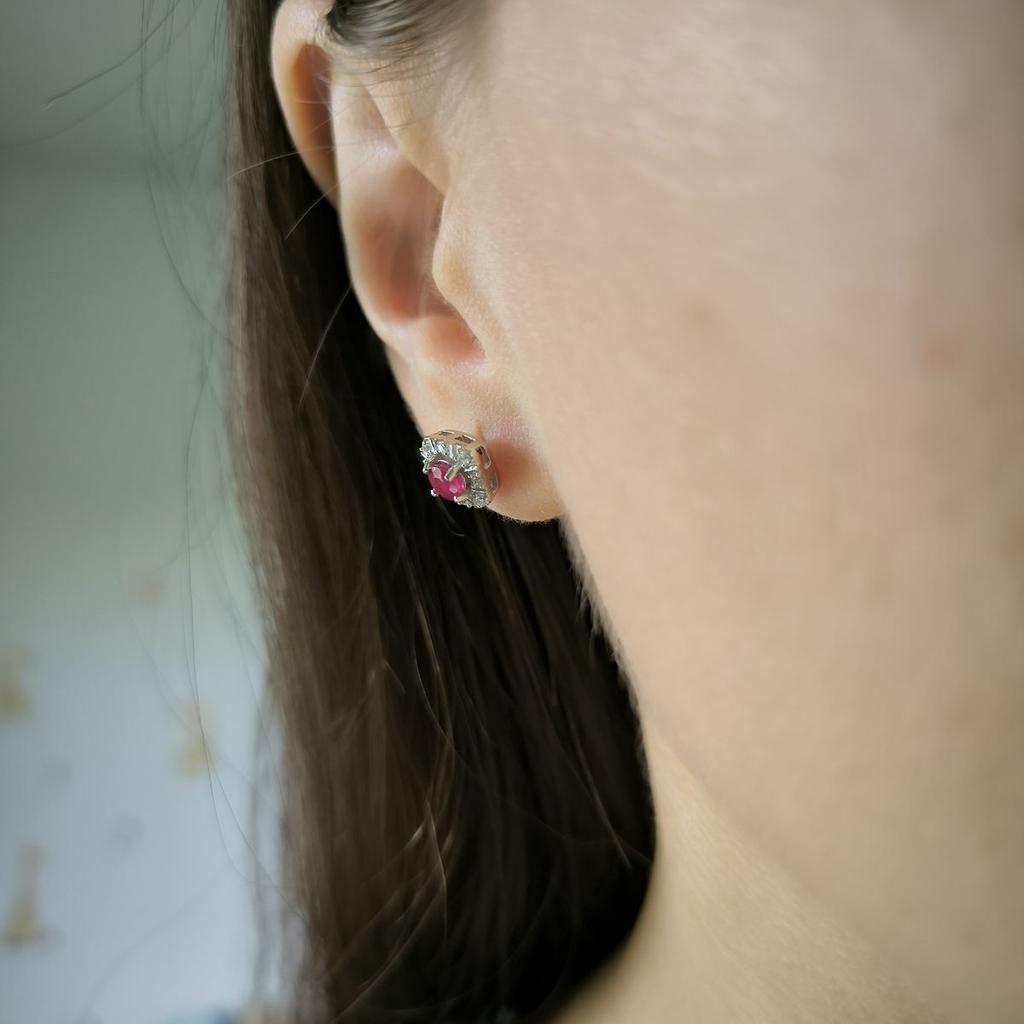 Silver Earrings with Natural Ruby 1.045ct (2187868)