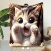 Забавный и милый кошачий узор Фланелевое печатное одеяло подходит для всех сезонов, подходит для гостиной, офиса, дивана и путешествий