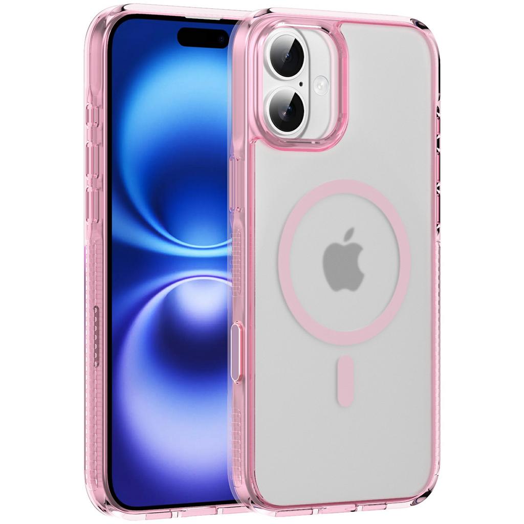 For iPhone 16 Case with Camera Touch Control Button PC + TPU Phone Cover Compatible with MagSafe - Transparent Blue
