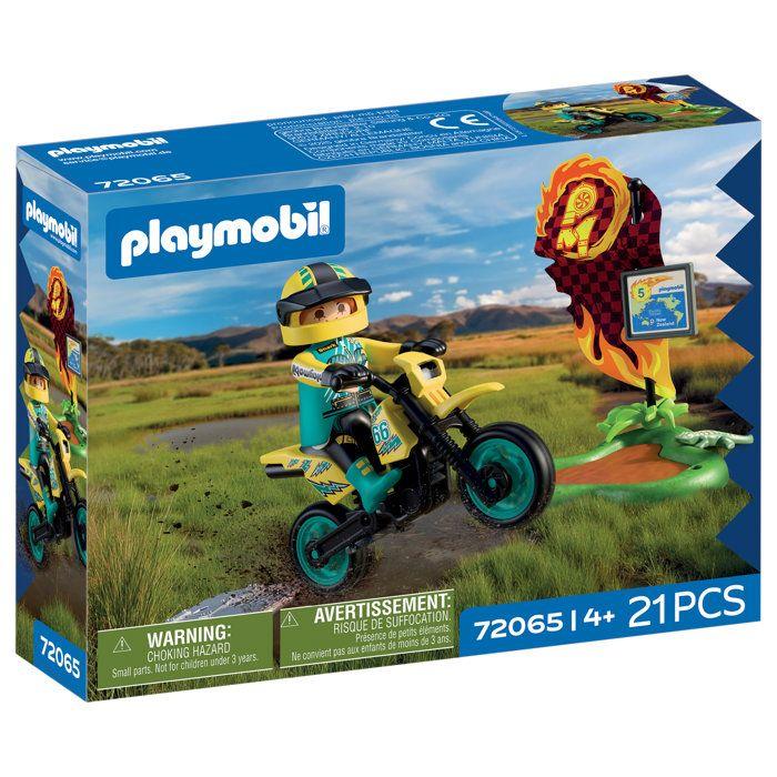 PLAYMOBIL 72065 Motocross, Véhicule de course, 21 pièces, rider & accessoires, Dès 4 ans