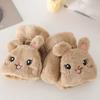 1 Pair Women Plush Rabbit Fingerless Gloves Warm Thick Winter Convertible Flip Top Cartoon Bunny Gloves Outdoor Cold Weather Half Finger Mittens