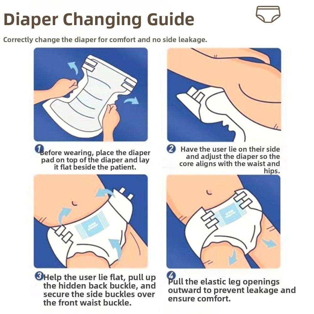 Anti-Side Leakage Washable Diaper Adjustable Absorbent Briefs  Elderly Care