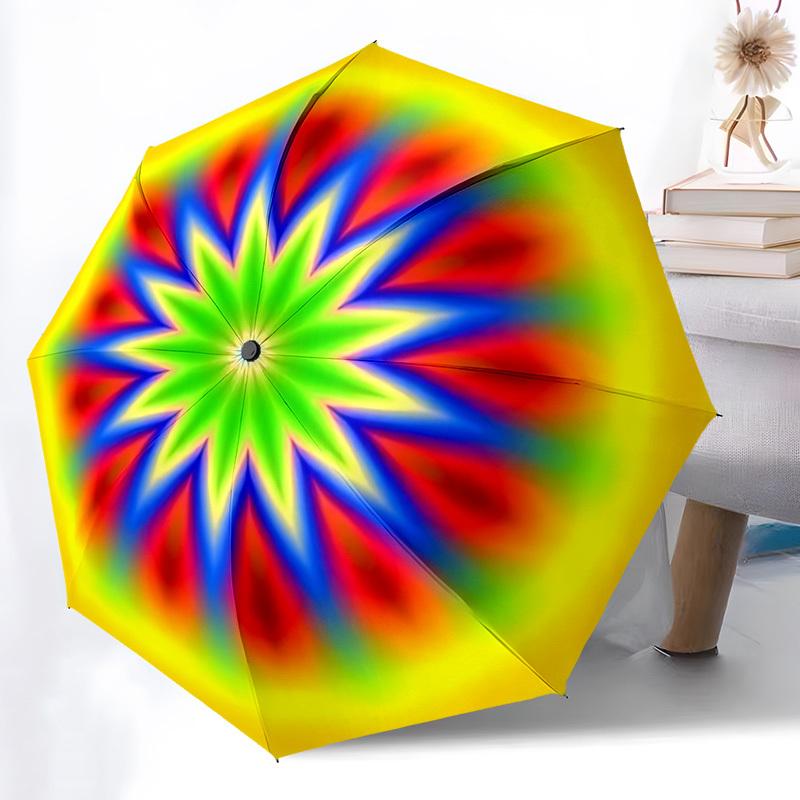 1pc Psychedelic Mandala Automatic Open/Close Folding Umbrella - Compact 8-Rib Design, Daily Use, Perfect Gift for Friends & Family yy251124215