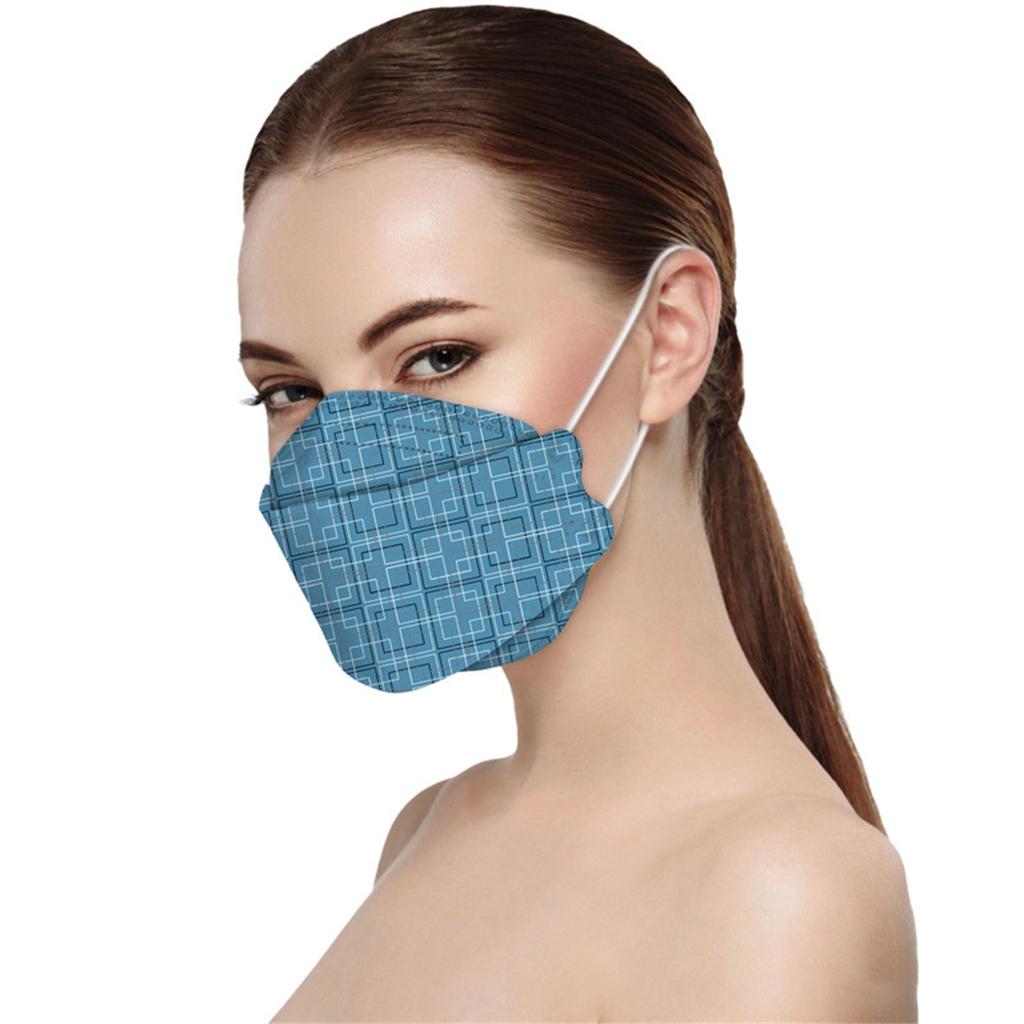 Трехмерная маска для взрослых KF-94, четырехслойная защитная маска с геометрическим принтом, изготовленная методом расплавления, 4D-маска с антипригарным покрытием для губ