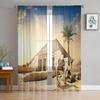 Camel Desert Dusk Pyramid Прозрачные шторы для гостиной, оконные шторы для кухни, тюль, вуаль, органза, шторы