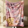 Sanrio Birthday Flannel Blanket Soft Cozy Plush Throw Kawaii Hello Kitty Sofa Bed Cover Office Nap Shawl Travel Camping Blanket