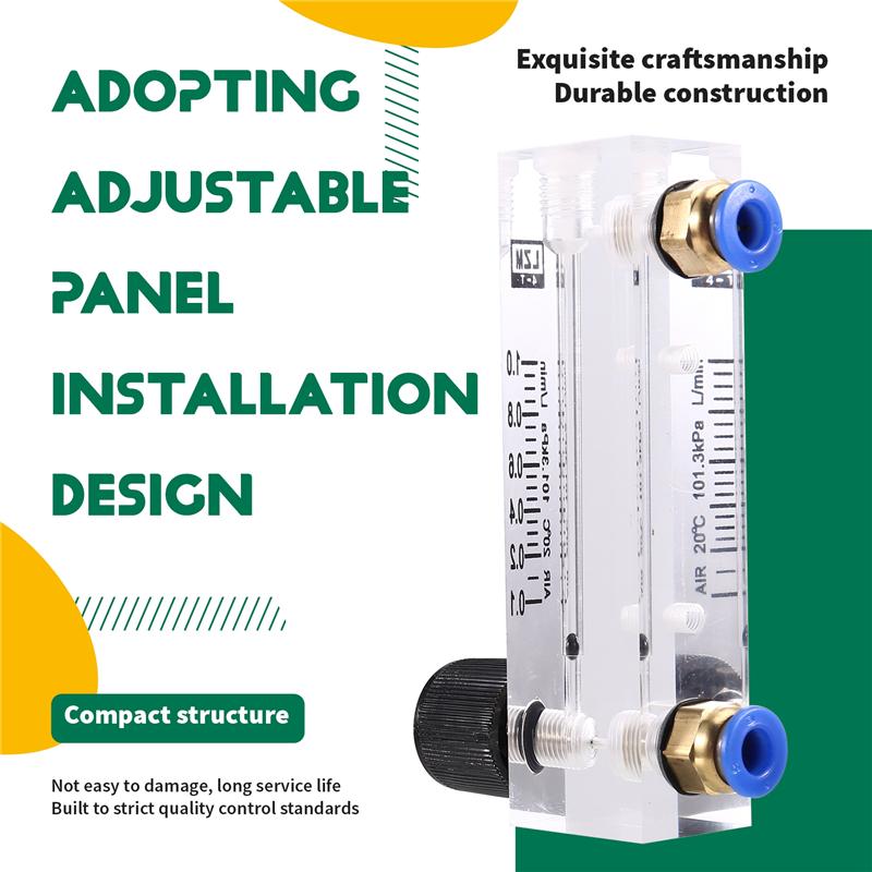 AT19-4T 0.1-1L/MIN Acrylic Variable Area Flow Meter Adjustable Panel Mount Gas Rotameter Air Flow Rate Controller
