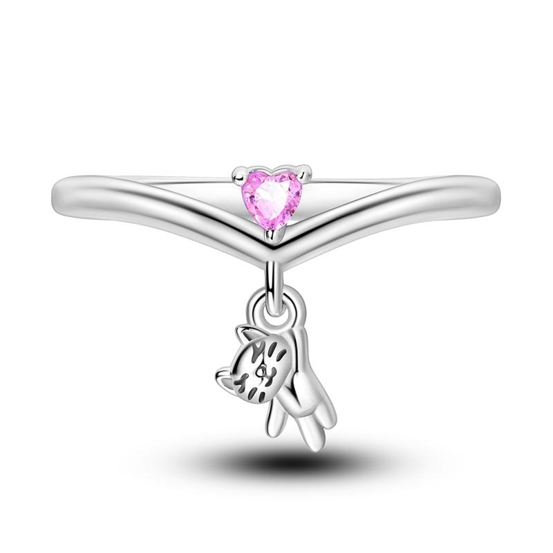 Новый дизайн Кольцо из серебра 925 пробы с розовым цирконом в форме сердца Бесконечность Кольца на палец для женщин Высококачественное Свадебное украшение Подарок