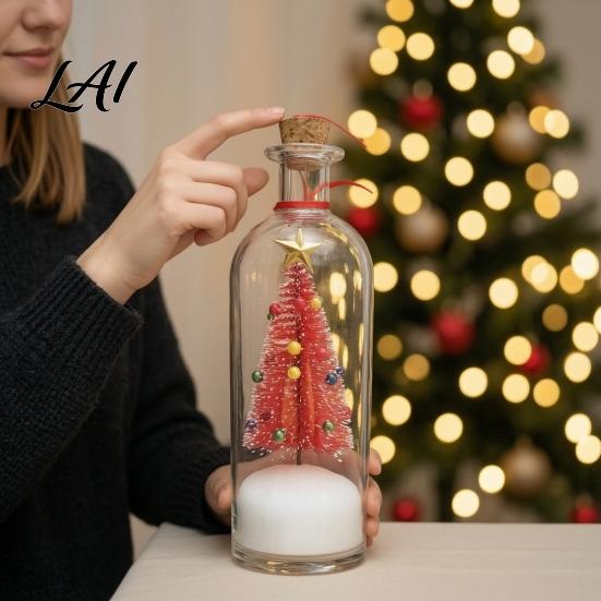 Warm Light Christmas Gift Recordable Message Bottle Night Light Tree Ornaments LED Lighted Wishing Eve Present for Friends Decoration with