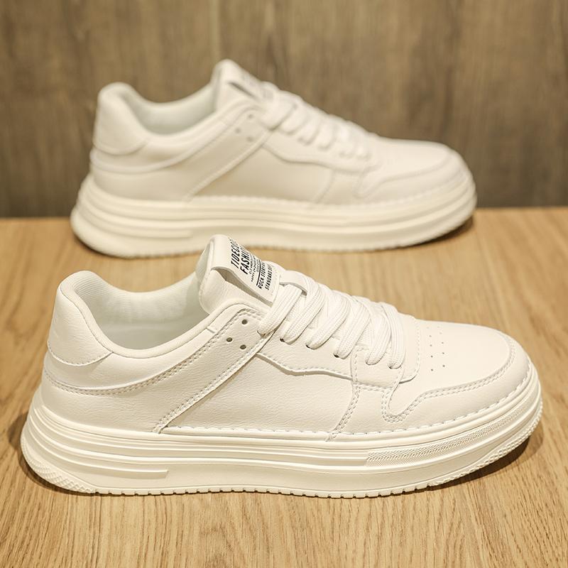 Autumn feeling white board shoes casual leather shoes sports thick sole increase