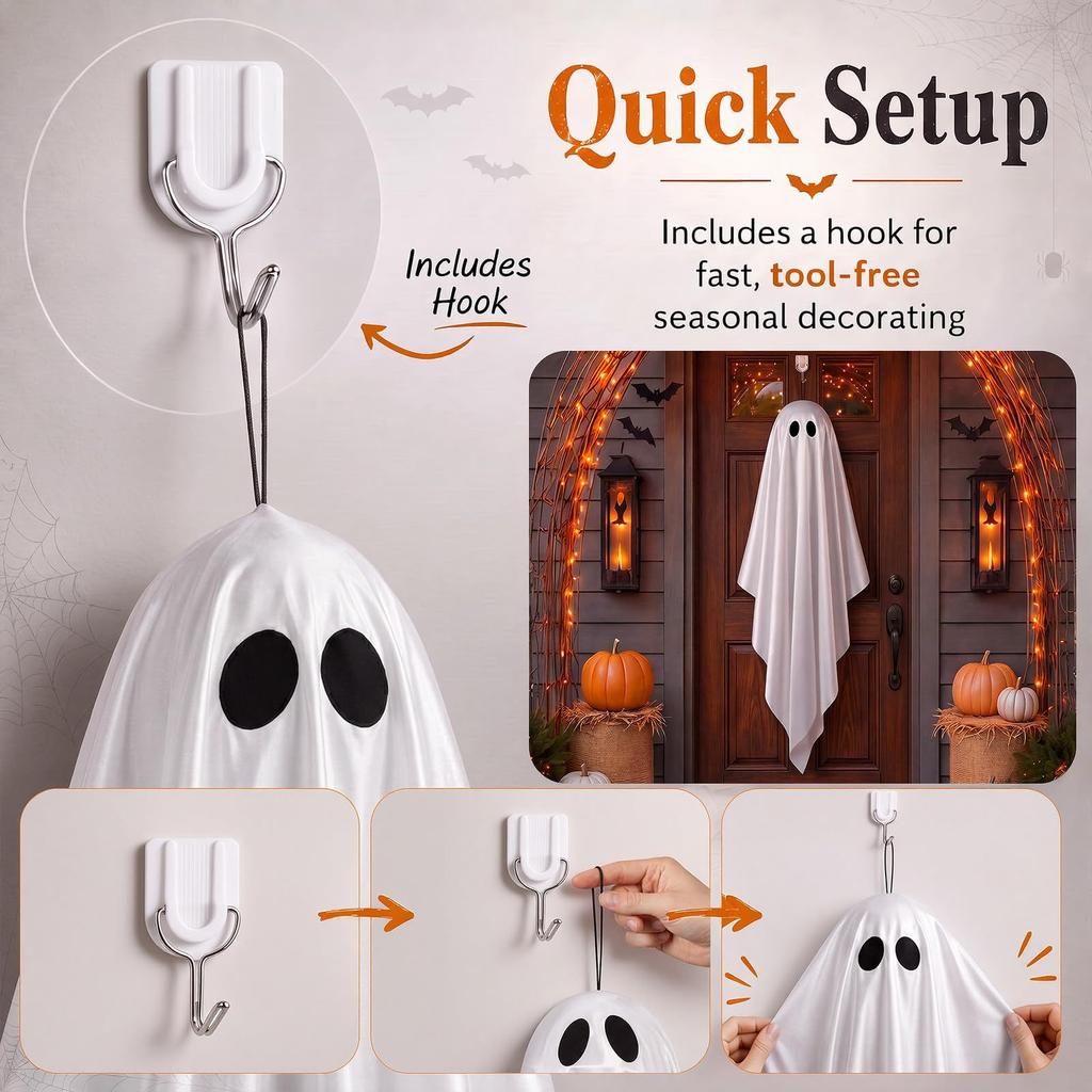 Large Halloween Hanging Decorations with Light, Battery Powered, 1.2m/1.5m/1.8m, Indoor Outdoor Decor