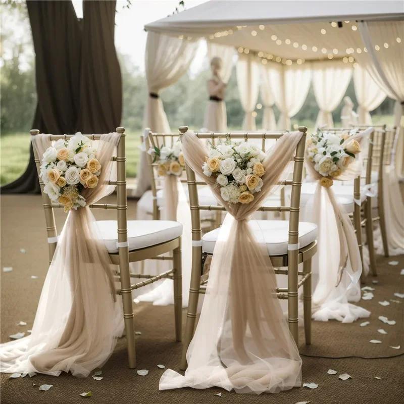 10/50 шт. 17x250 см Шифоновые ленты для стульев Свадебные ленты Чехлы для стульев для детского праздника Лента Свадебная вечеринка Банкет Мероприятие Проход Декор стула