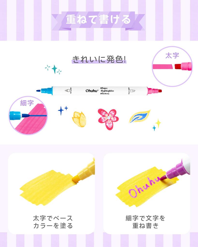 Маркер Ohuhu для толстых и тонких иллюстраций, забавный цветной маркер, 16 штук в 32 футлярах для хранения, удобный набор для переноски, перезаписывающий, на водной основе