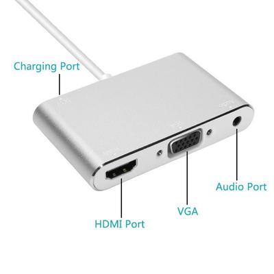 Адаптер-конвертер Lightning 8pin на HDMI+VGA+Аудио+Порт питания Micro USB с USB-кабелем для iPhone/iPad