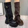 Platform Women Knee High Boots Brand High Heels Shoes Woman Winter 2025 Trend Goth Chelsea Casual Shoes Fad Chunky Botas Mujer