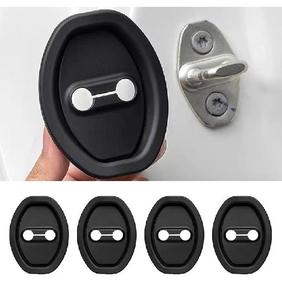 4PCS Car Door Strike Protector, Silicone Silent Door Lock Latch Guard Protective Cover, Rust Stopper Shock Absorption Pads for Cars, Universal Car