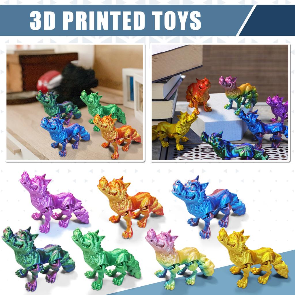 3D Printed Movable Big Bad Wolf Toy, Big Bad Wolf With Movable Joints, 3D Printed Big Bad Wolf Toy Decoration, Stress Relief, Movable Big Bad Wolf T