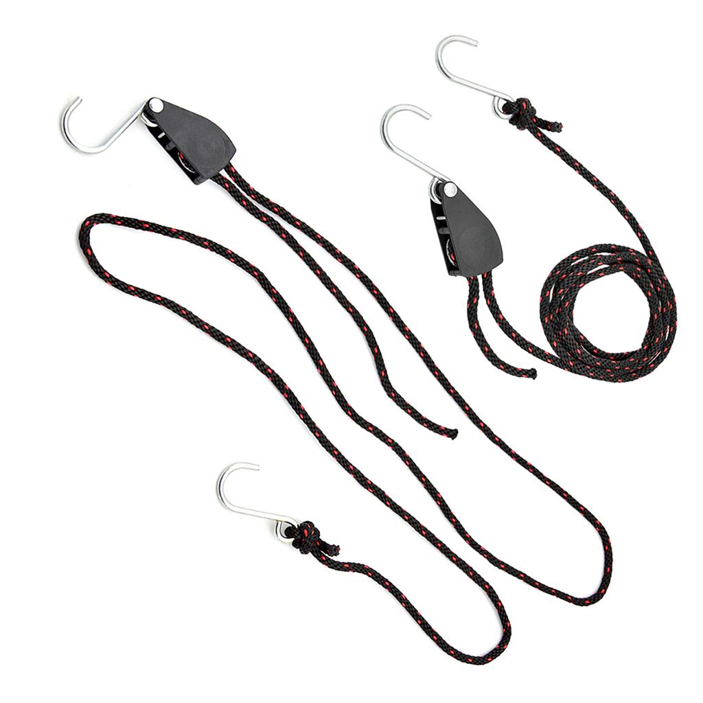 2pcs Kayak Tie Down Straps Ratchet Pulley Ropes Adjustable Ropes Hanger Working Load Up to 299.8lbs for Kayak Canoe Boat