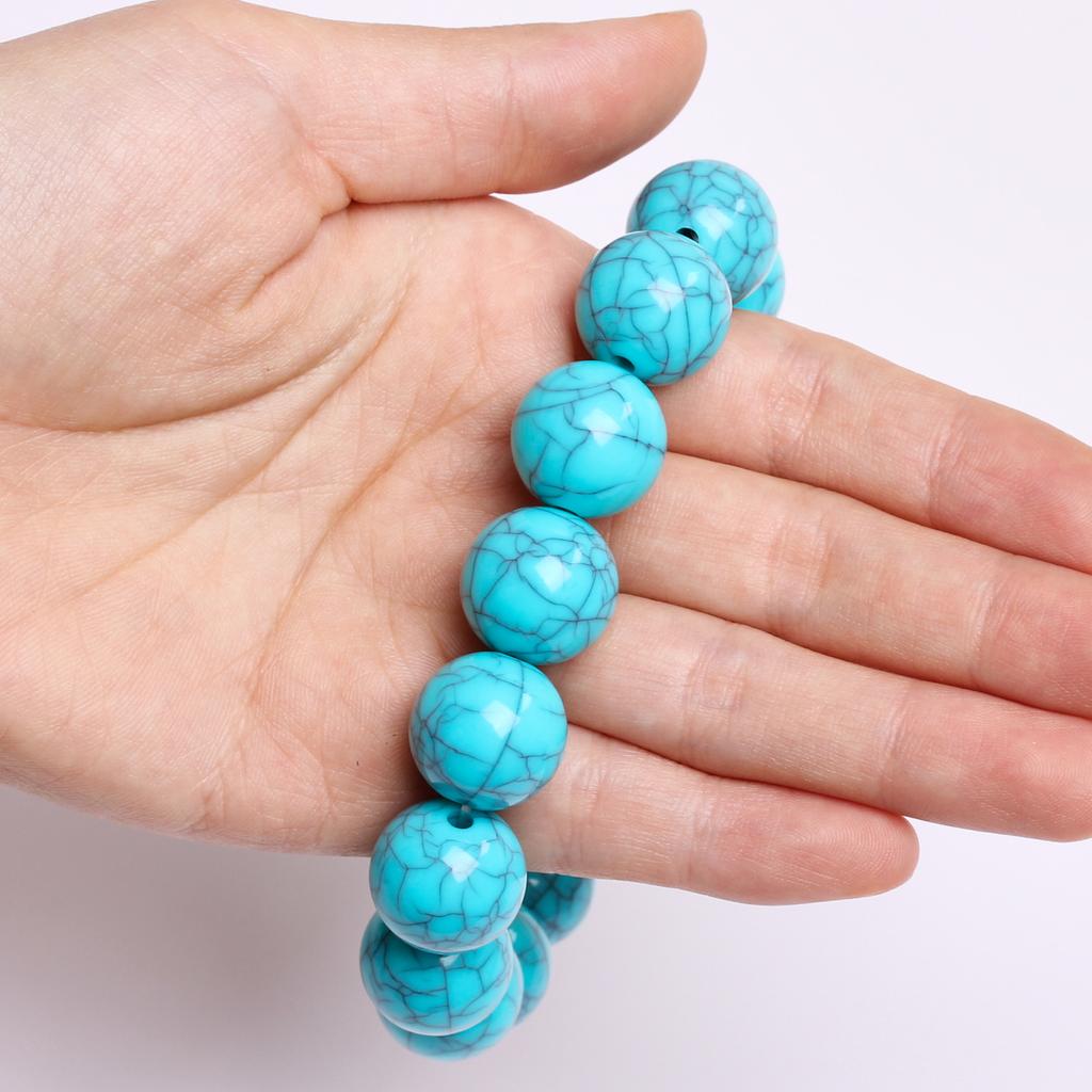 Бирюзовые имитированные каменные круглые бусины для изготовления украшений своими руками, 6-16 мм, 50-5 шт.