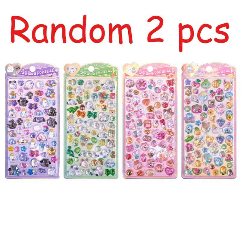 Cute Ghost, Chubby Bird, Strawberry Rabbit & Peach Penguin 3D Embossed Stickers for Kids