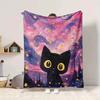 1pc Cat Fantasy Lightweight Flannel Blanket, Comfortable and Warm Blanket, for Office and Camping Sofa Bed, Livingroom033