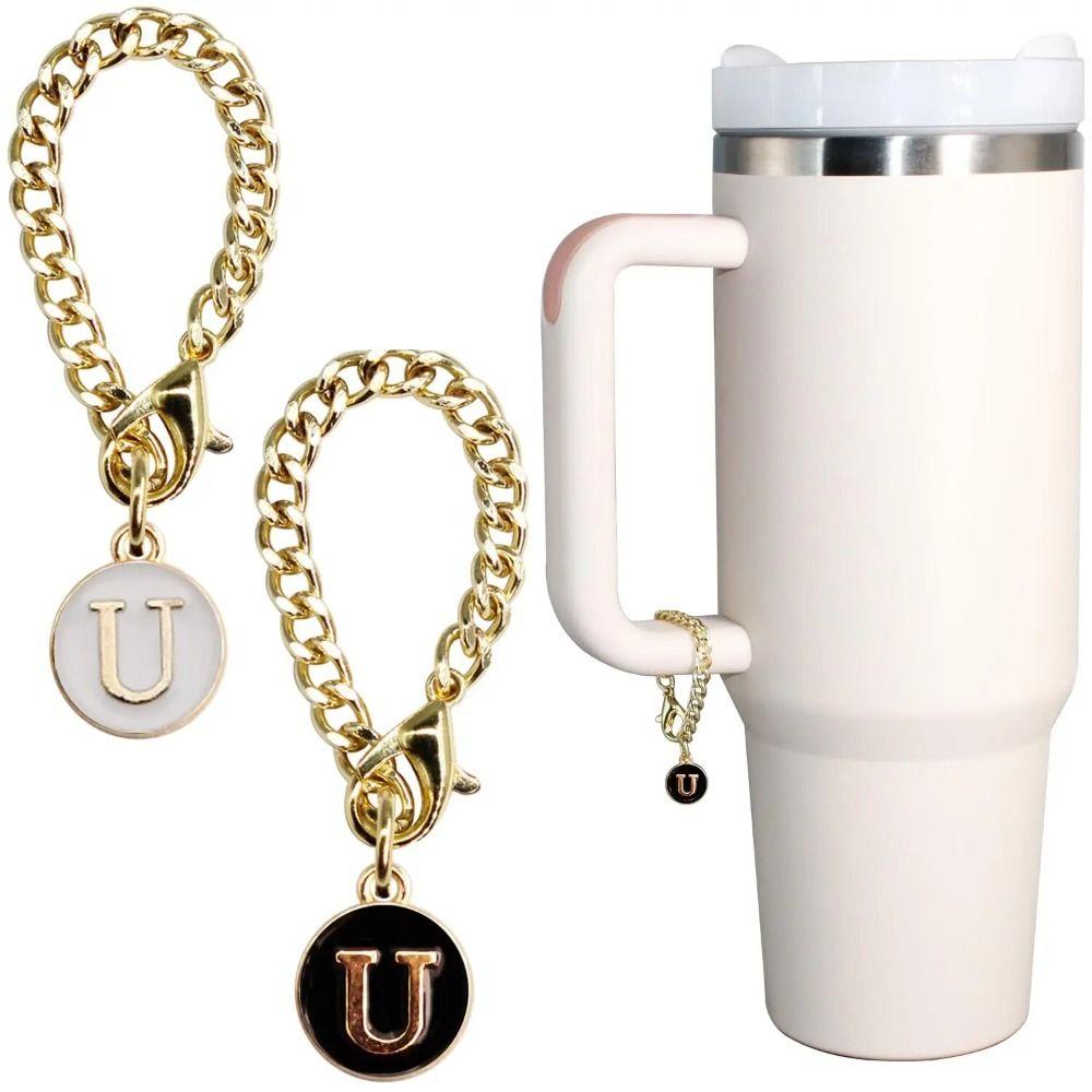 Белый/Черный Цепочка-ручка для чашки для воды Персонализированный Шарм-ручка Креативный Шарм с буквой для чашки Чашки