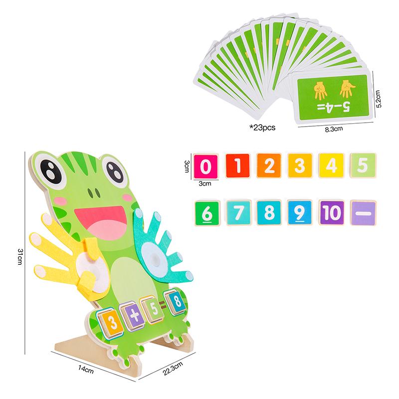 The Wooden Frog Finger Math Puzzle Toy Breaks Fingers Math Comes With 23 Double-Sided Cards Suitable For Children Aged 3-6