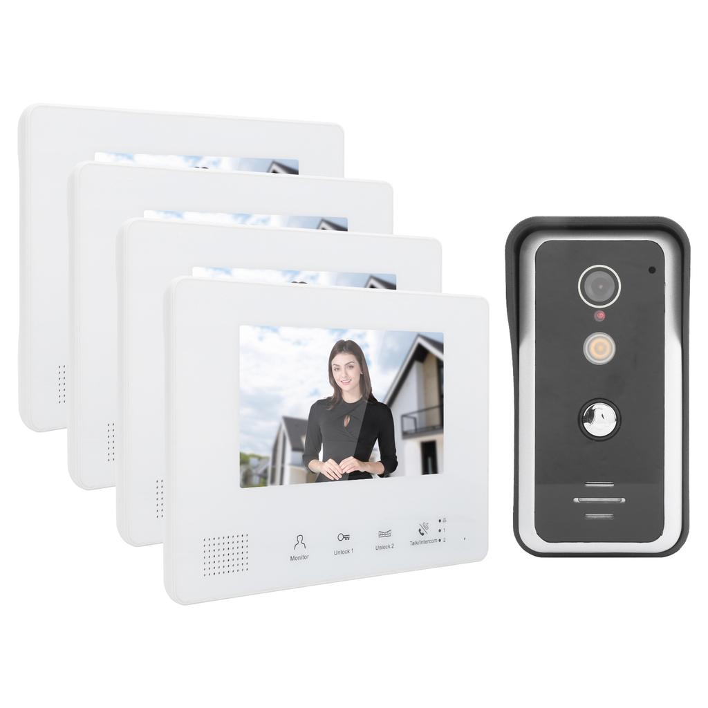 7in TFT 2?Wire Systerm Visual Doorbell Intercom System Night Vision Door Phone with 4 Displays