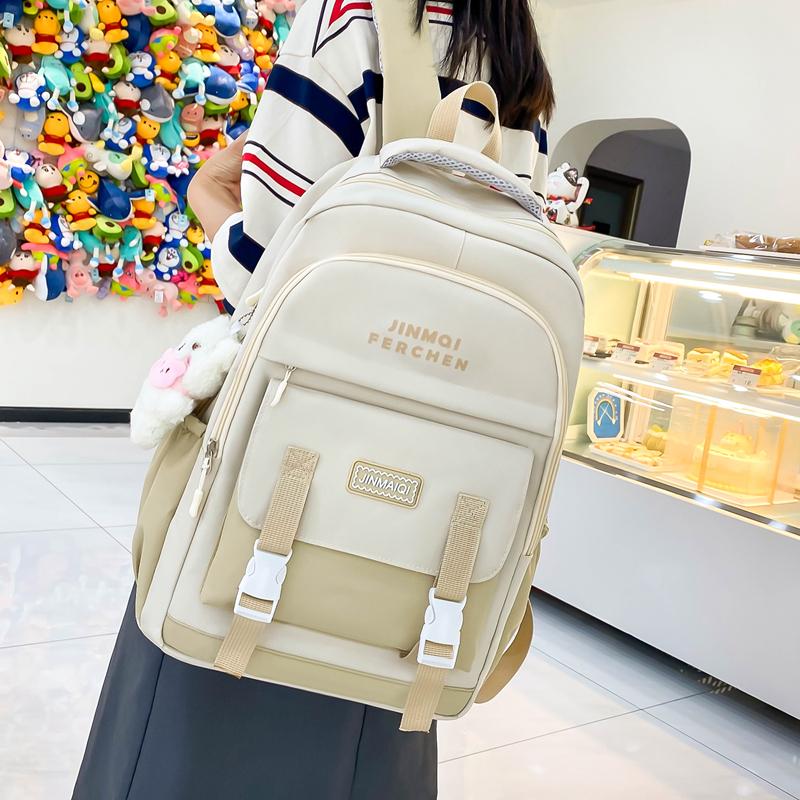 Школьный портфель, комплект из нескольких предметов, контрастный цвет, унисекс, рюкзак большой вместимости для кампуса для старшеклассников