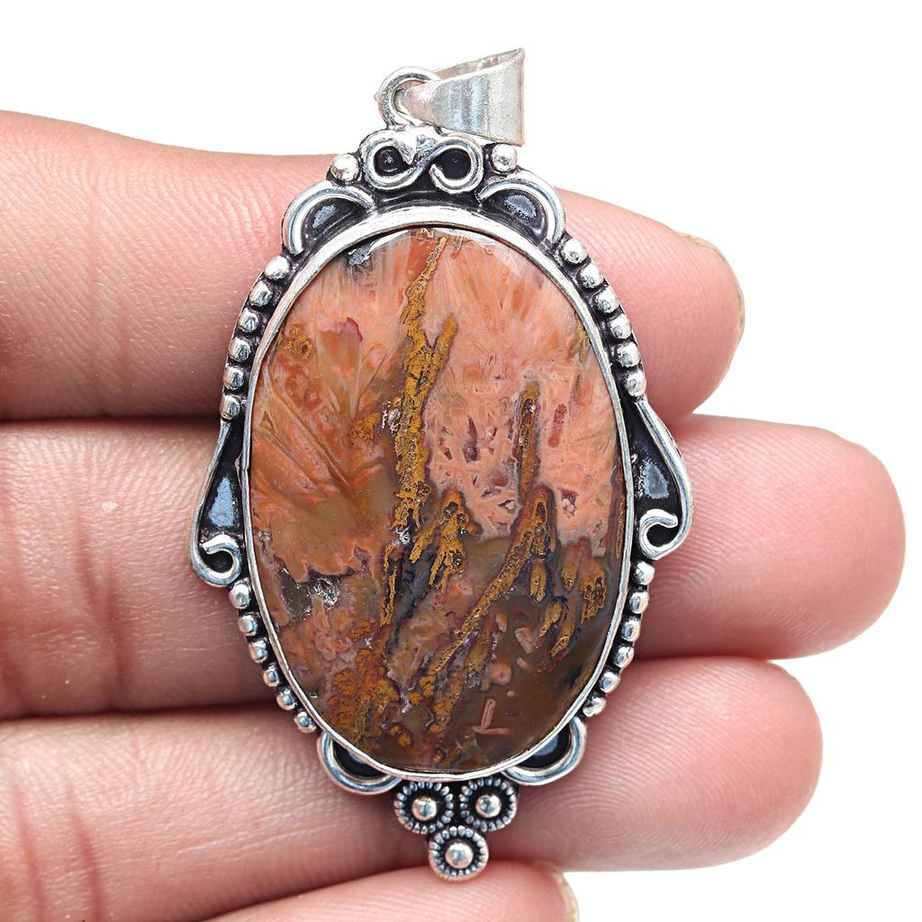 Подвеска-палочка Агат Драгоценный камень Ручной Работы Подарок Для Нее Серебряные Украшения 2.25"