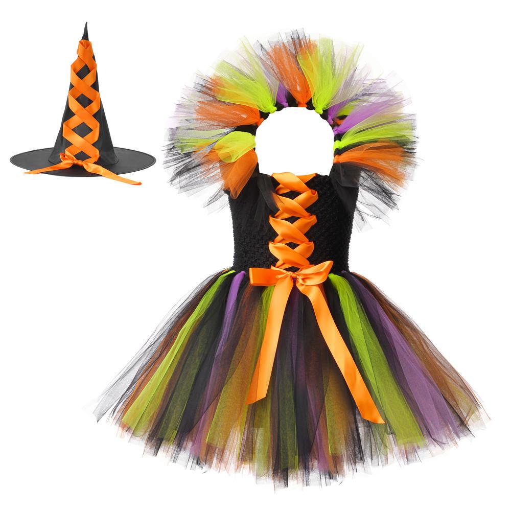 Halloween Pumpkin Dress for Girls Children's tutu dress carnival party atmosphere costume cos