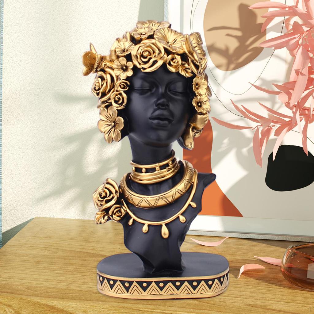 Статуя африканской женщины, женская скульптура, произведение искусства, современный бюст, эстетическое украшение для дома